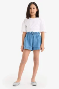 DeFacto Elastic Waist Pocket Jean Shorts Girl - Image 3