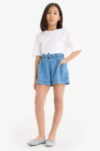 DeFacto Elastic Waist Pocket Jean Shorts Girl - Image 4