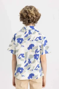 DeFacto Oversize Wide Fit Patterned Viscose Short Sleeve Shirt for Boys - Image 6