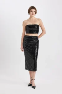 DeFacto sequined Normal Waist Lined Midi Skirt B6702ax23wn - Image 2