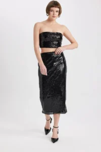 DeFacto sequined Normal Waist Lined Midi Skirt B6702ax23wn - Image 3
