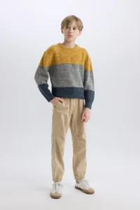DeFacto Boy's Elastic Leg Basic Plain Gabardine Jogger Trousers B6713a825sm - Image 2