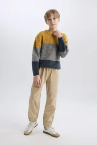DeFacto Boy's Elastic Leg Basic Plain Gabardine Jogger Trousers B6713a825sm - Image 3