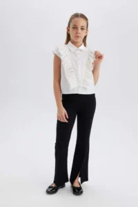 DeFacto Girl's Black Slit Leg Trousers - Image 4