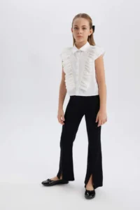 DeFacto Girl's Black Slit Leg Trousers - Image 5