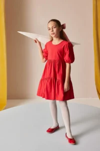 DeFacto Girls' Short Sleeve Rejection Dress