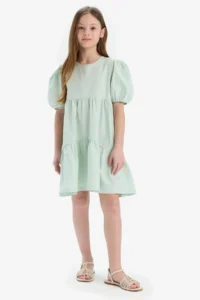 DeFacto Crew Neck Cotton Short Sleeve Summer Dress Girl