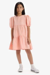 DeFacto Crew Neck Cotton Short Sleeve Summer Dress Girl