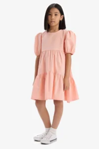DeFacto Crew Neck Cotton Short Sleeve Summer Dress Girl - Image 3