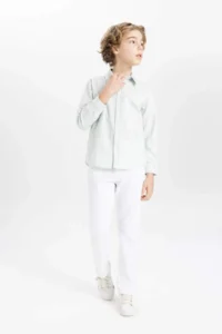 DeFacto Boy's Polo Neck Oxford Long Sleeve Shirt - Image 2