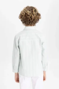 DeFacto Boy's Polo Neck Oxford Long Sleeve Shirt - Image 6