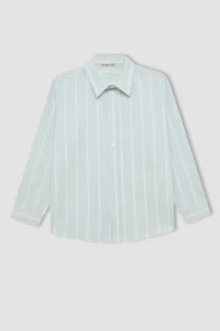 DeFacto Boy's Polo Neck Oxford Long Sleeve Shirt - Image 7