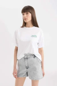DeFacto Paperbag High Waist Fold-Ankle Jean Shorts - Image 5