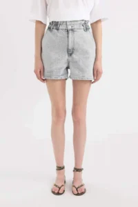 DeFacto Paperbag High Waist Fold-Ankle Jean Shorts - Image 6