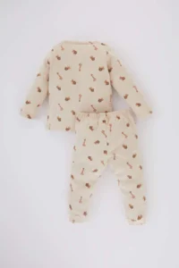DeFacto Baby Boy Safari Printed Long Sleeve Ribbed Camisole Pajama Set - Image 5