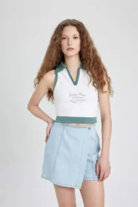 DeFacto High Waist Mini Jeans Shorts Skirt - Image 2
