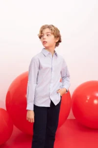 DeFacto Boy's Polo Collar Poplin Long Sleeve Shirt