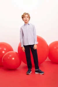 DeFacto Boy's Polo Collar Poplin Long Sleeve Shirt - Image 2