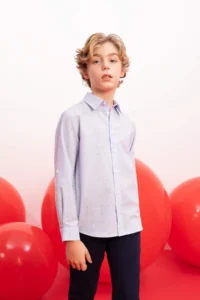 DeFacto Boy's Polo Collar Poplin Long Sleeve Shirt - Image 3
