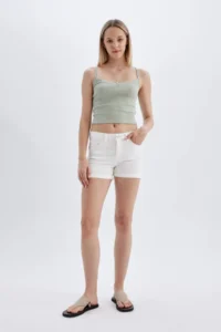 DeFacto High Waist folded Hem Jeans Shorts