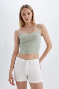 DeFacto High Waist folded Hem Jeans Shorts - Image 3