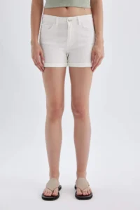 DeFacto High Waist folded Hem Jeans Shorts - Image 4