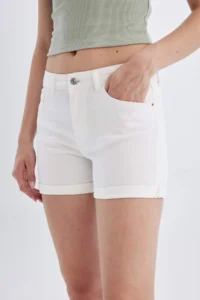 DeFacto High Waist folded Hem Jeans Shorts - Image 5