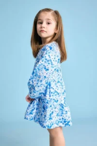 DeFacto Floral Long Sleeve Seersucker Textured Dress Baby Girl - Image 2