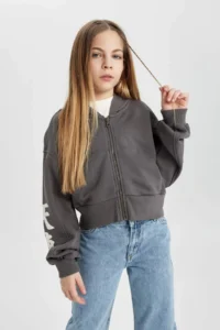 DeFacto Hooded Zippered Sweatshirt Girl - Image 3
