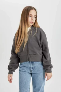 DeFacto Hooded Zippered Sweatshirt Girl - Image 4