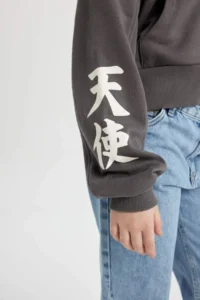 DeFacto Hooded Zippered Sweatshirt Girl - Image 6