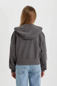DeFacto Hooded Zippered Sweatshirt Girl - Image 7