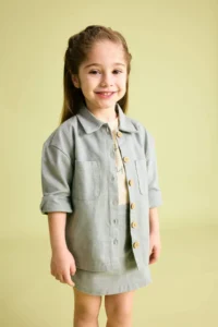 DeFacto Pocketed Gabardine Long Sleeve Shirt for Baby Girl