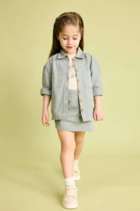 DeFacto Pocketed Gabardine Long Sleeve Shirt for Baby Girl - Image 2