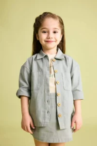 DeFacto Pocketed Gabardine Long Sleeve Shirt for Baby Girl - Image 3