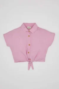 DeFacto Baby Girl tied up Short Sleeve Shirt