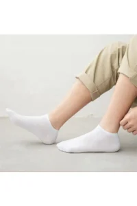BGK Unisex Summer Slippers Socks 5 'li Extra Rahat White - Image 3