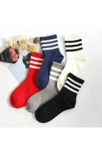 BGK Unisex 5-Piece Striped Tennis Model Socks - Extra Comfortable and Flexible 5 Pairs