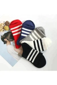 BGK Unisex 5-Piece Striped Tennis Model Socks - Extra Comfortable and Flexible 5 Pairs - Image 2