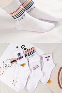 BGK 5 Pairs Women Happy Patterned Socks