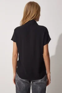 Happiness İstanbul Women Black Basic Viscose Shirt - Image 5