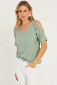 Cool & Sexy Women MINT Off-Shoulder Neck Blouse - Image 2