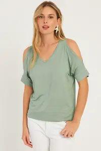 Cool & Sexy Women MINT Off-Shoulder Neck Blouse - Image 3