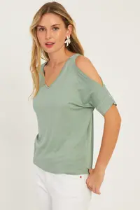 Cool & Sexy Women MINT Off-Shoulder Neck Blouse - Image 4