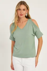 Cool & Sexy Women MINT Off-Shoulder Neck Blouse - Image 5