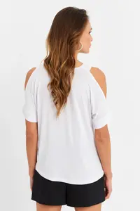 Cool & Sexy Women White Shoulders Light Blouse - Image 6