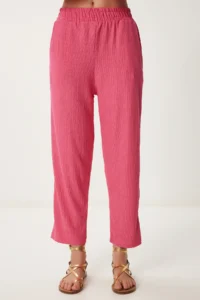 Happiness İstanbul Women's Dark Pink Kimono Pants Knitted Set - Image 5