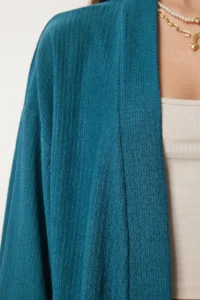 Happiness İstanbul Women's Emerald Green Kimono Pants Knitted Set - Image 4