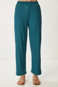 Happiness İstanbul Women's Emerald Green Kimono Pants Knitted Set - Image 6