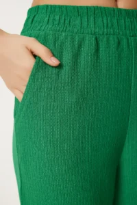 Happiness İstanbul Women Green Kimono Pants Knitting Set - Image 5